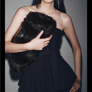 ZARA Elegant Faux Fur Clutch